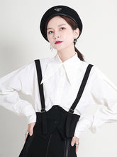False Two Tight Waist Lapel Shirt Top
